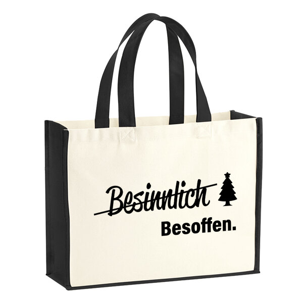 Jutetasche Besinnlich Besoffen Tannenbaum 21 Liter Black