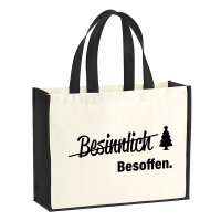 Jutetasche Besinnlich Besoffen Tannenbaum 21 Liter Black