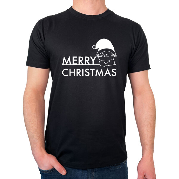 Herren T-Shirt Merry Christmas Katze Größe S-3XL