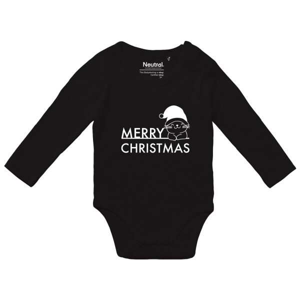 Baby Body Merry Christmas Katze Größe 62-80