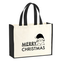 Jutetasche Merry Christmas Katze 21 Liter Black