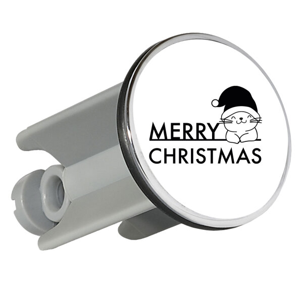 Waschbeckenstöpsel Merry Christmas Katze 4cm Abflussstopfen