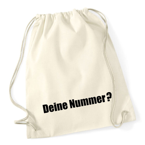 Turnbeutel Deine Nummer? Schriftzug 12 Liter