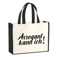 Jutetasche Arrogant kann ich Schriftzug 21 Liter Black