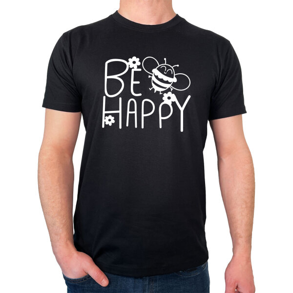 Herren T-Shirt Be Happy Biene Größe S-3XL