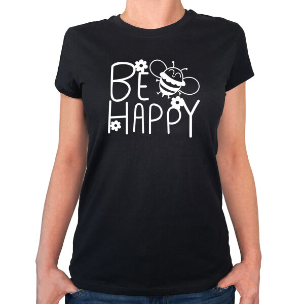 Damen T-Shirt Be Happy Biene Größe XS-XXL