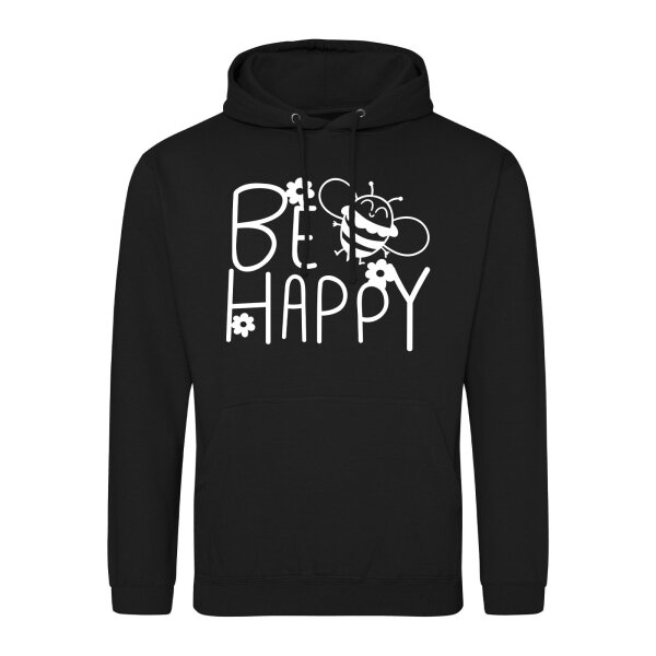 Unisex Hoodie Be Happy Biene Größe S-3XL