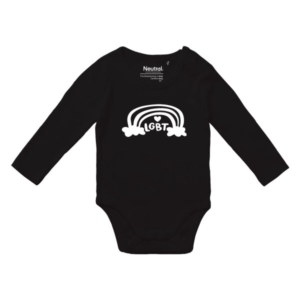 Babybody LGBT Regenbogen Herz, Bio-Baumwolle
