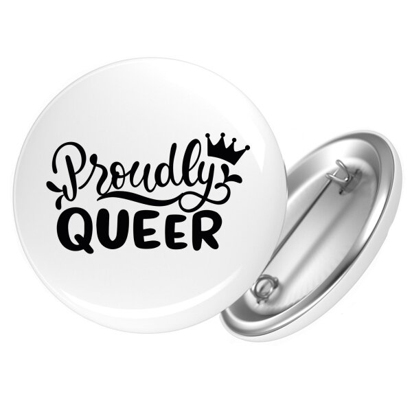 Button Proudly Queer Krone