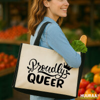 Jutetasche Proudly Queer Krone 21 Liter Black