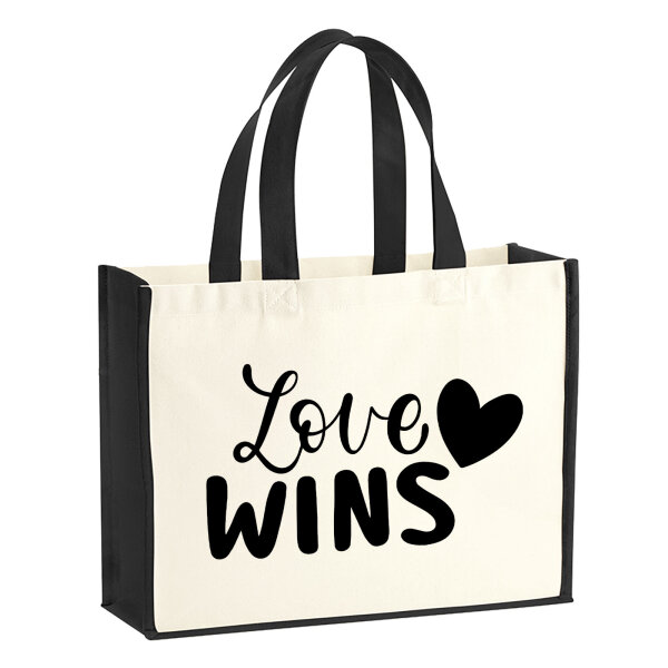 Jutetasche Love wins Herz 21 Liter Black