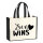 Jutetasche Love wins Herz 21 Liter Black