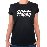 Damen T-Shirt Happy Herzen Größe XS-XXL