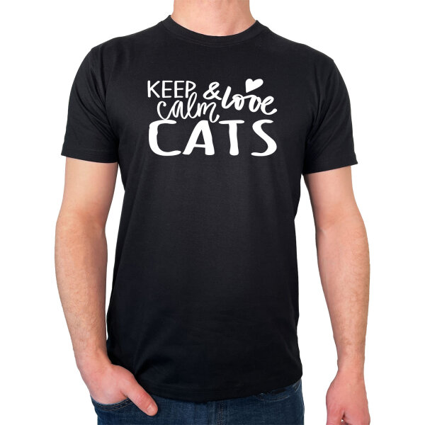 Herren T-Shirt Keep calm and love Cats Größe S-3XL