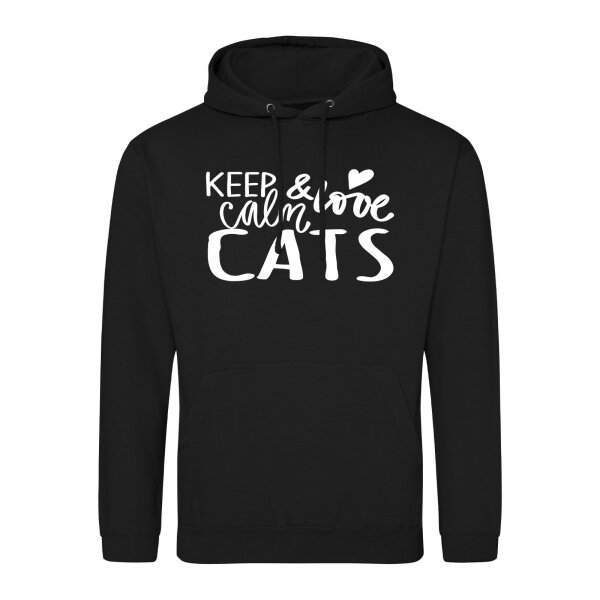 Unisex Hoodie Keep calm and love Cats Größe S-3XL