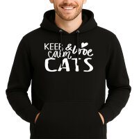 Unisex Hoodie Keep calm and love Cats Größe S-3XL