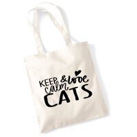Jutebeutel Keep calm and love Cats 10 Liter