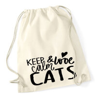 Turnbeutel Keep calm and love Cats 12 Liter