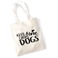 Jutebeutel Keep calm and love Dogs 10 Liter