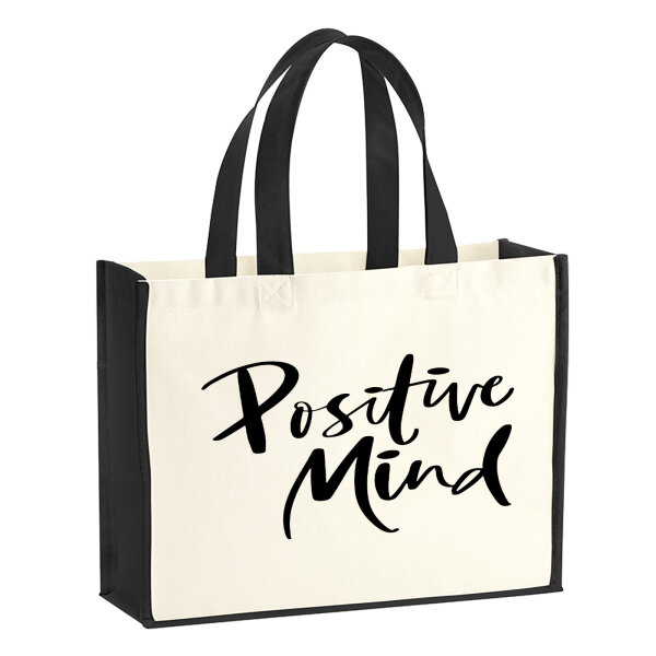 Jutetasche Positiv Mind Schriftzug 21 Liter Black