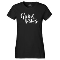 Damen T-Shirt Good Vibes Schriftzug Größe XS-XXL