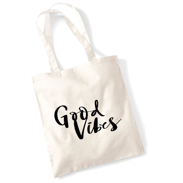 Jutebeutel Good Vibes Schriftzug 10 Liter