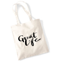 Jutebeutel Great Life Schriftzug 10 Liter