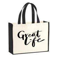 Jutetasche Great Life Schriftzug 21 Liter Black