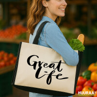 Jutetasche Great Life Schriftzug 21 Liter Black