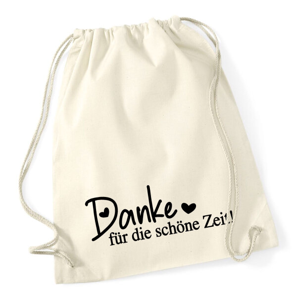 Turnbeutel Danke für die schöne Zeit Herzen 12 Liter