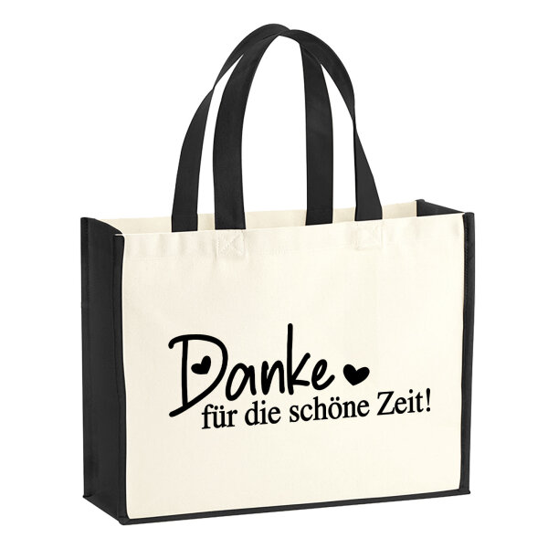 Jutetasche Danke für die schöne Zeit Herzen 21 Liter Black