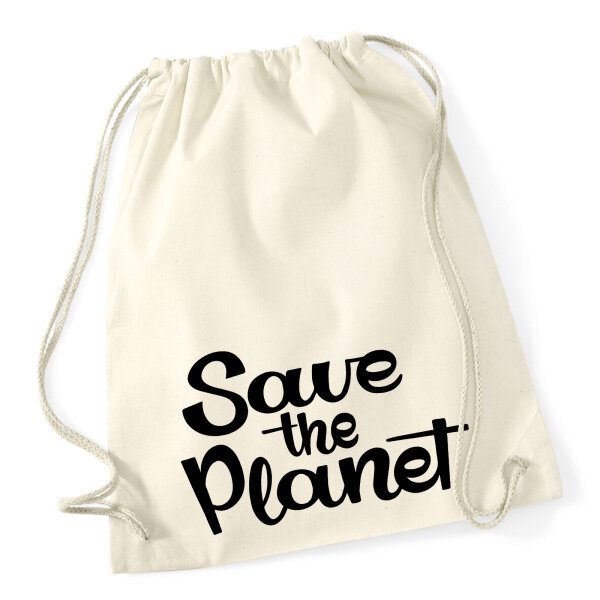 Turnbeutel Save the Planet Schriftzug 12 Liter