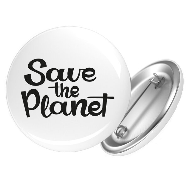 Button Save the Planet Schriftzug