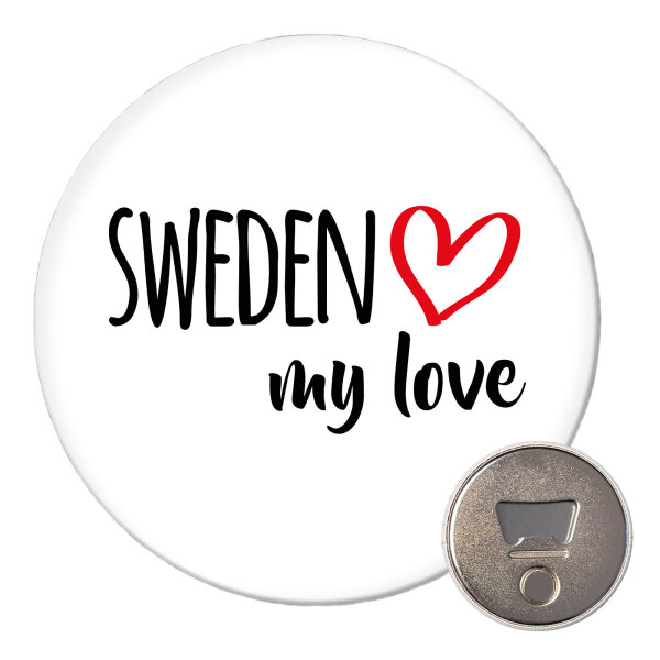 Magnet Sweden my love 59mm Kühlschrankmagnet Flaschenöffner