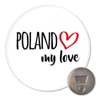 Magnet Poland my love 59mm Kühlschrankmagnet Flaschenöffner