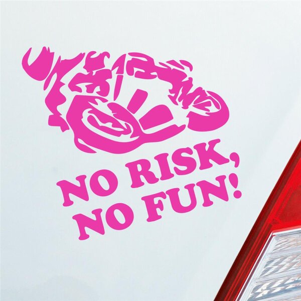 Autoaufkleber Motorrad No Risk, No Fun!  Pink ca. 10x10cm