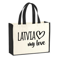 Jutetasche Latvia my love 21 Liter Black