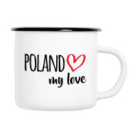 Emaille Tasse Poland my love in Wei&szlig;, 300 ml