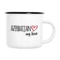 Emaille Tasse Azerbaijan my love in Wei&szlig;, 300 ml