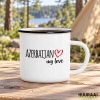 Emaille Tasse Azerbaijan my love in Wei&szlig;, 300 ml