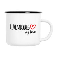 Emaille Tasse Luxembourg my love in Wei&szlig;, 300 ml