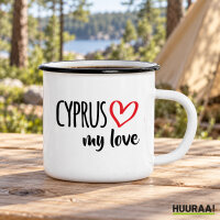 Emaille Tasse Cyprus my love in Wei&szlig;, 300 ml