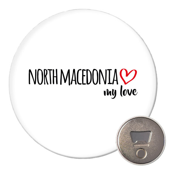 Magnet North Macedonia my love 59mm Kühlschrankmagnet Flaschenöffner