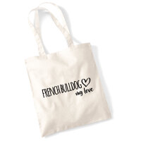 Jutebeutel French Bulldog my love 10 Liter