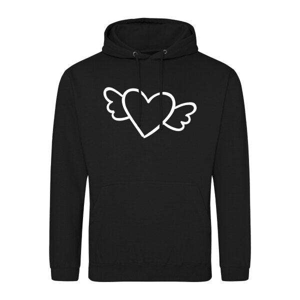 Unisex Hoodie Herz mit Flügeln Größe S-3XL