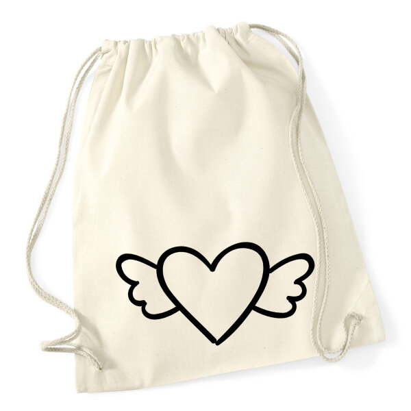 Turnbeutel Herz mit Flügeln 12 Liter