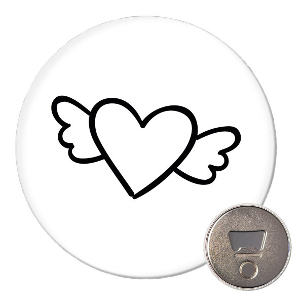 Magnet Herz mit Flügeln 59mm Kühlschrankmagnet Flaschenöffner