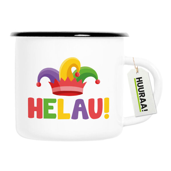 Emaille Tasse Helau Narrenkappe 300ml Vintage Emaille Becher