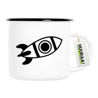 Emaille Tasse Rakete Raumschiff 300ml Vintage Emaille Becher