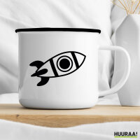 Emaille Tasse Rakete Raumschiff 300ml Vintage Emaille Becher